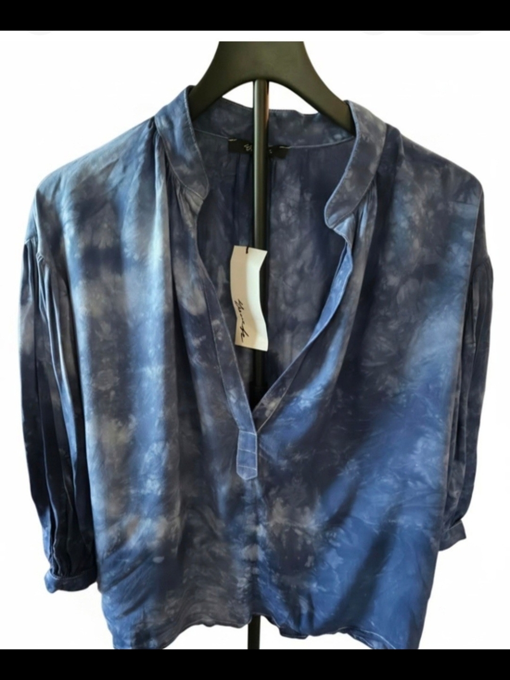 NWT Blue Tie-Dye V-Neck Blouse by Yana K